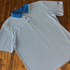 Ben Hogan golf Men’s Large blue&white striped polo